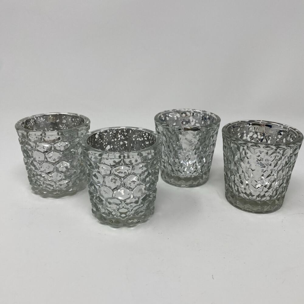 Mercury glass tea light holders Set of 4 candle holders
